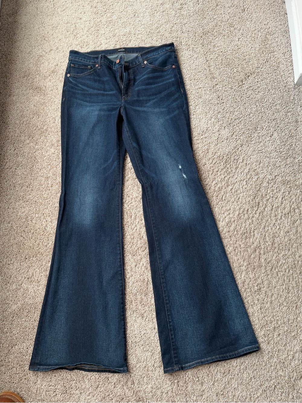 Express Dark Blue Wide Leg Flare Jeans